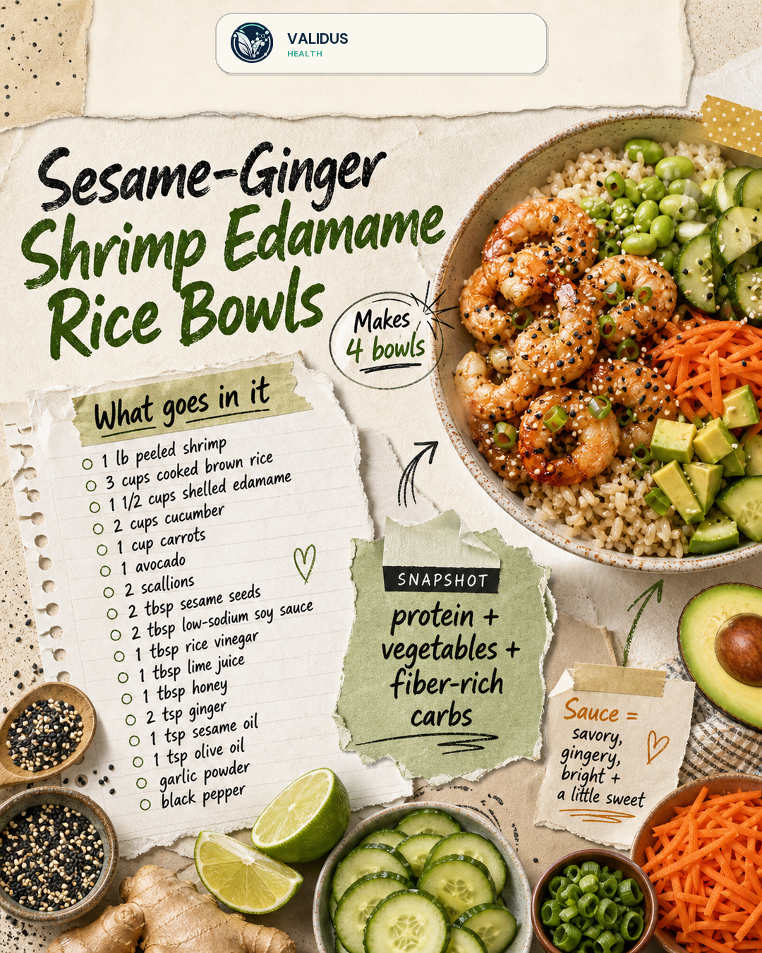 Sesame-Ginger Shrimp Edamame Rice Bowls slide 2