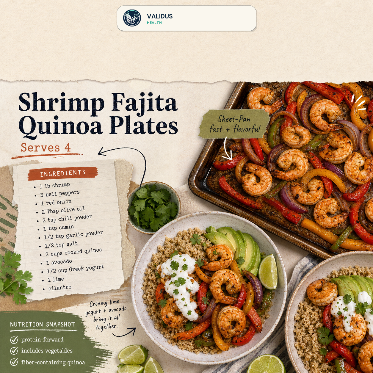 Sheet-Pan Shrimp Fajita Quinoa Plates slide 2