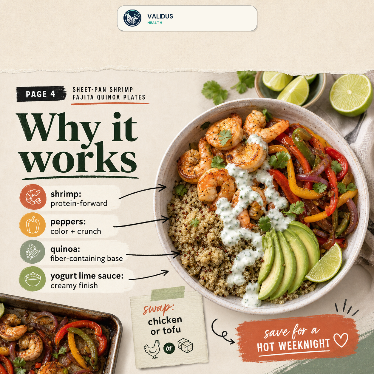Sheet-Pan Shrimp Fajita Quinoa Plates slide 4