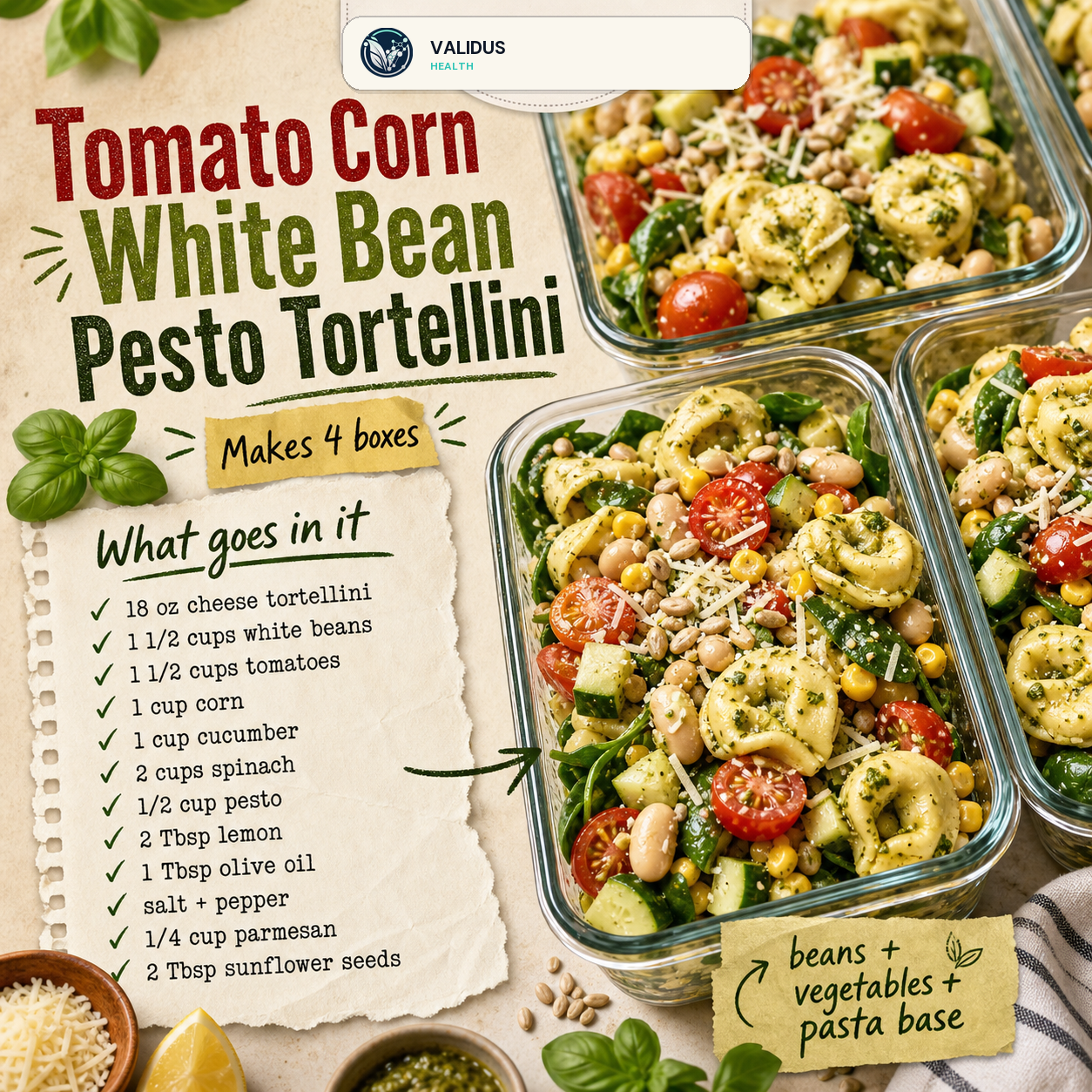 Tomato Corn White Bean Pesto Tortellini Prep Boxes slide 2