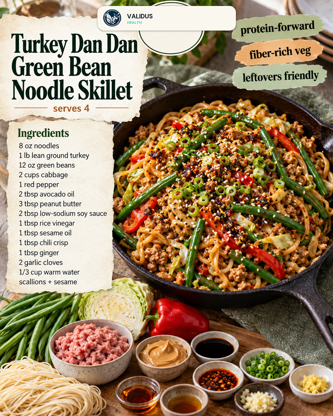 Turkey Dan Dan Green Bean Noodle Skillet slide 2