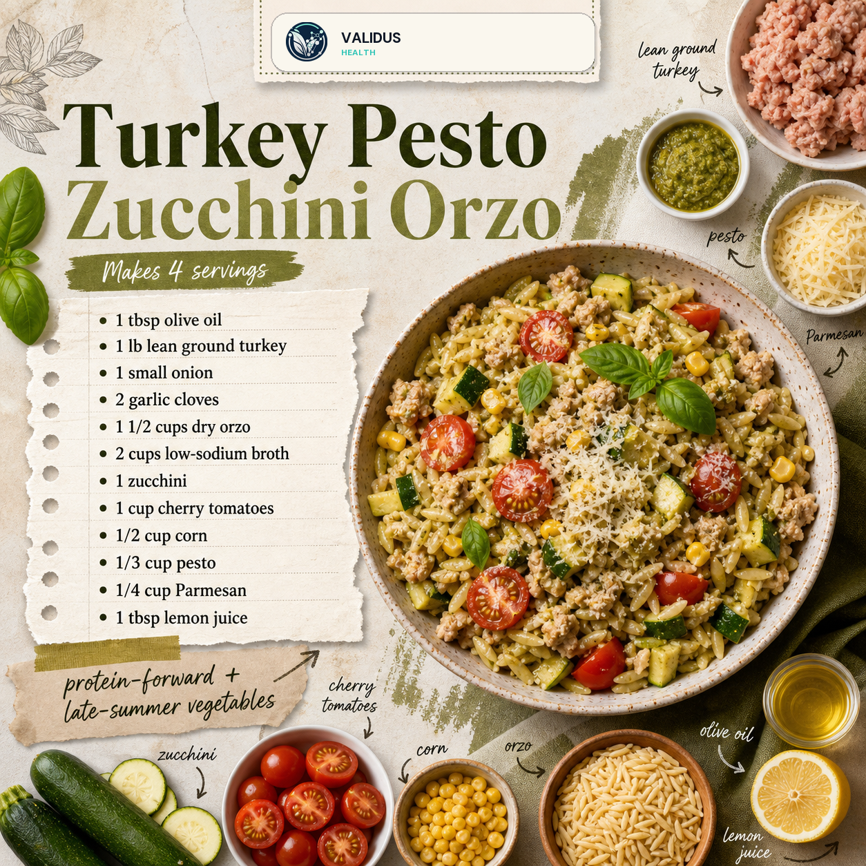 Turkey Pesto Zucchini Orzo Skillet slide 2