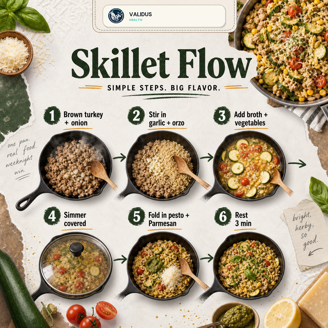 Turkey Pesto Zucchini Orzo Skillet slide 3