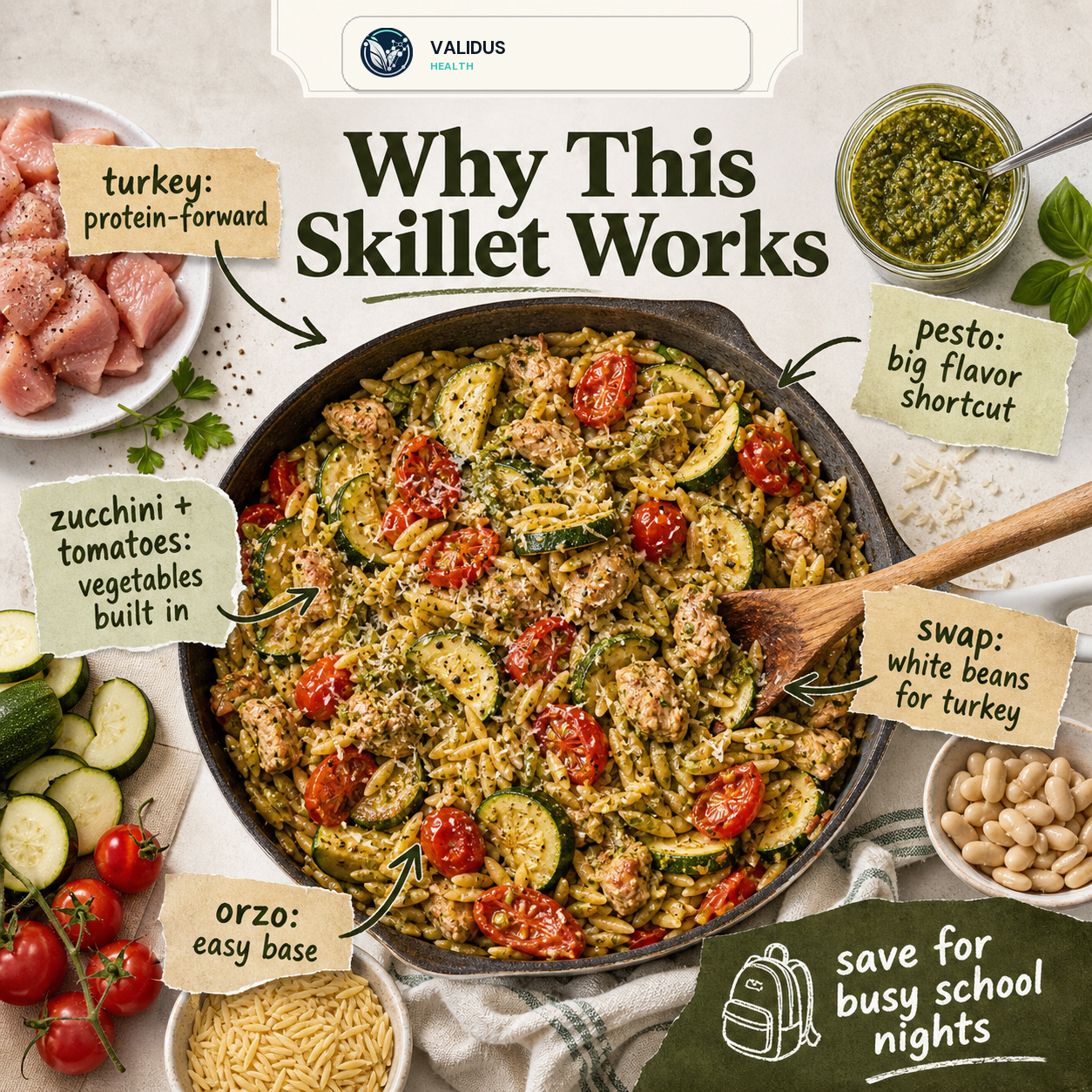Turkey Pesto Zucchini Orzo Skillet slide 4