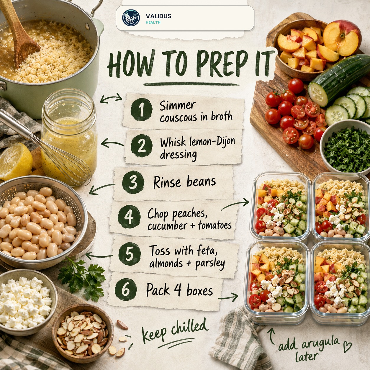 White Bean Peach Cucumber Couscous Prep Boxes slide 3