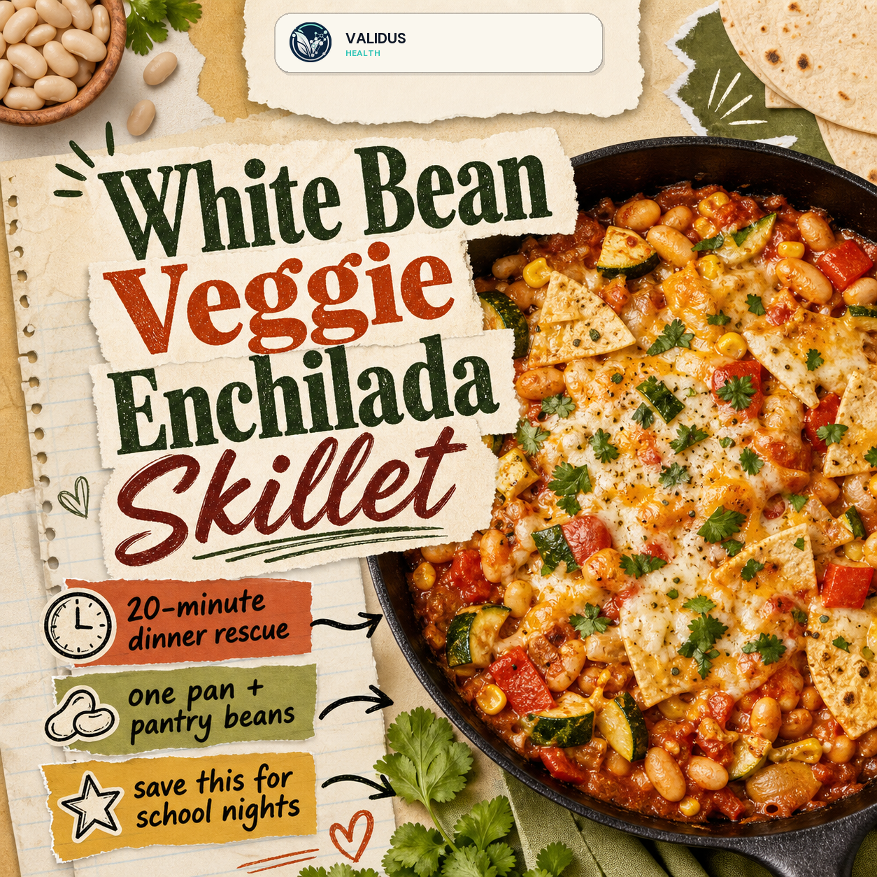 White Bean Veggie Enchilada Skillet